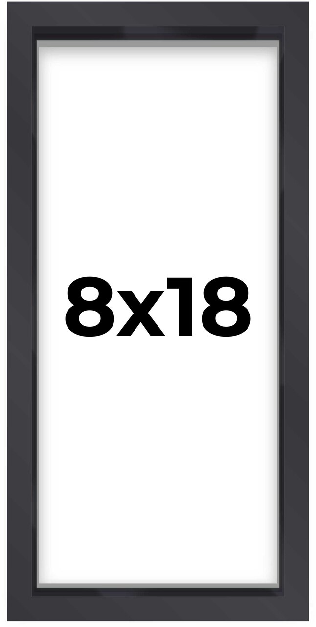 Panoramic Shadow Box 3/4" Depth Black Picture Frame - UV Acrylic, Backing, Hanging Hardware